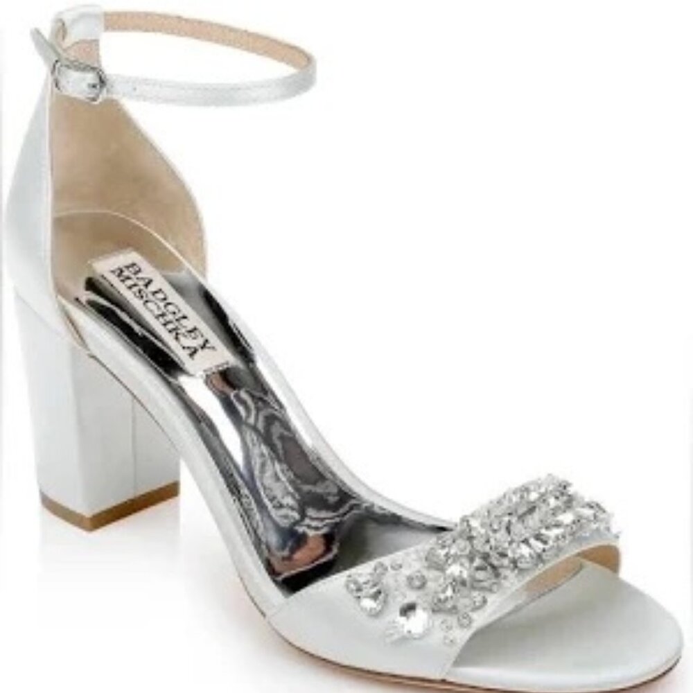 Badgley Mischka Tempest Embellished Block Heel Sandal-NWT, Size 8 - Picture 1 of 6
